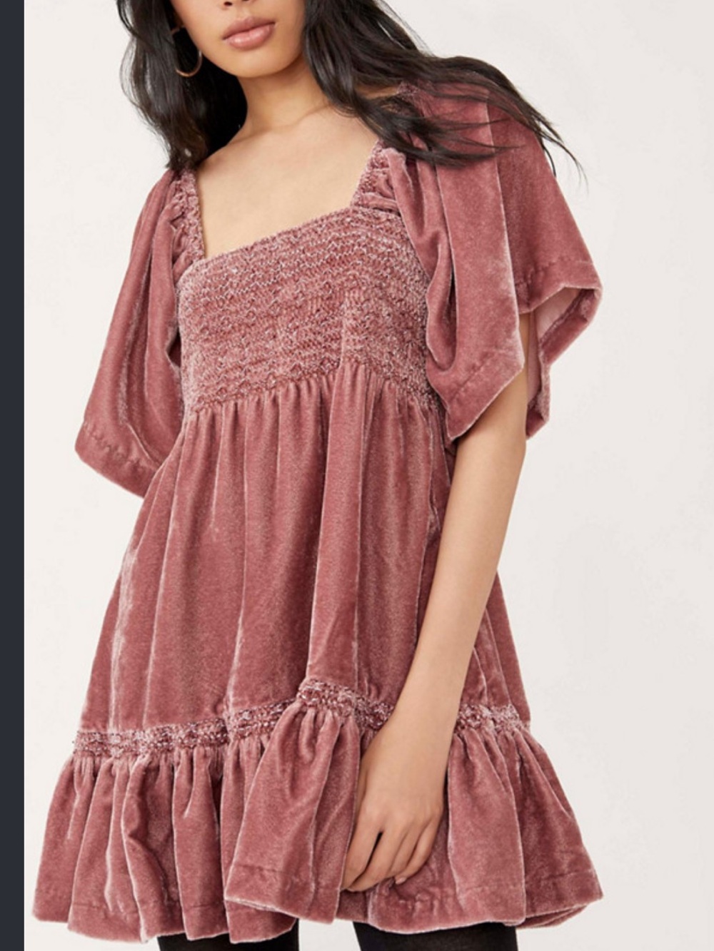Free People FP Women’s Easy To Love Velvet Mini Dress in Dusty Rose Size XS